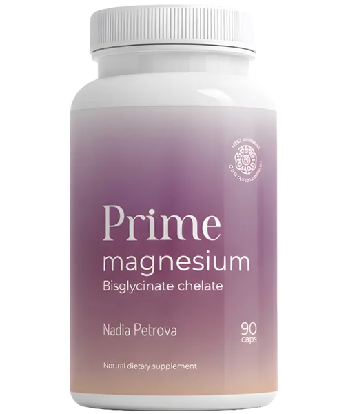 Хранителна добавка PRIME Magnesium, Магнезиев бисглицинат, 90 капсули Надя Петрова